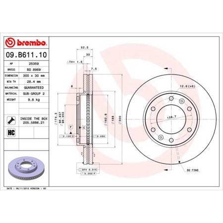 09.B611.10 Bromsskiva BREMBO