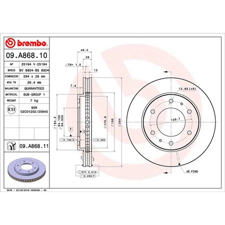 09.A868.11 Jarrulevy BREMBO