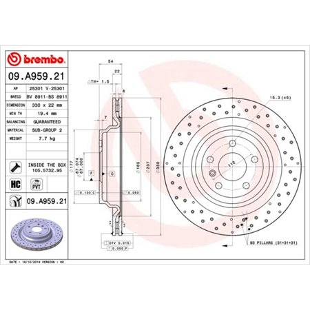 09.A959.21 Тормозной диск BREMBO