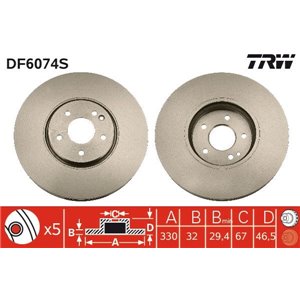 DF6074S Brake Disc TRW - Top1autovaruosad