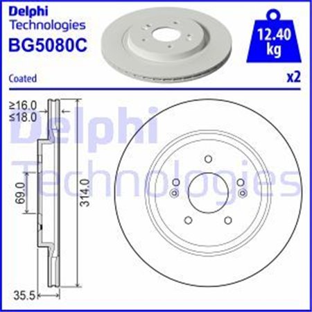 BG5080C Brake Disc DELPHI