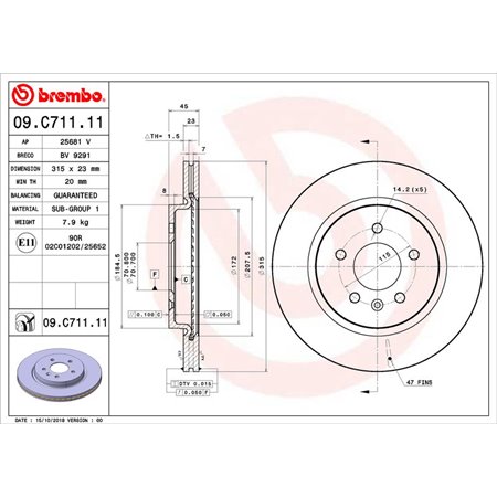 09.C711.11 Brake Disc BREMBO