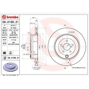 09.A198.21 Тормозной диск BREMBO - Top1autovaruosad