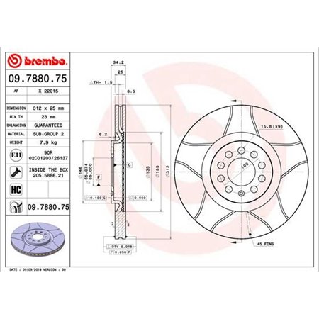 09.7880.75 Bromsskiva BREMBO