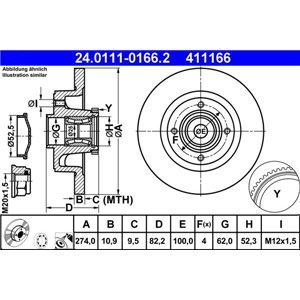 24.0111-0166.2  Brake disc with bearing ATE 