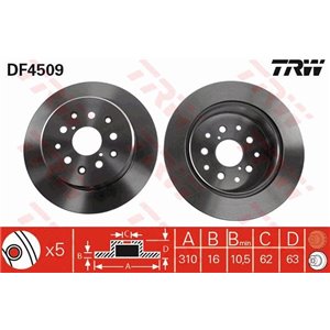 DF4509 Brake Disc TRW - Top1autovaruosad