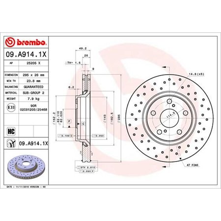 09.A914.1X Brake Disc BREMBO