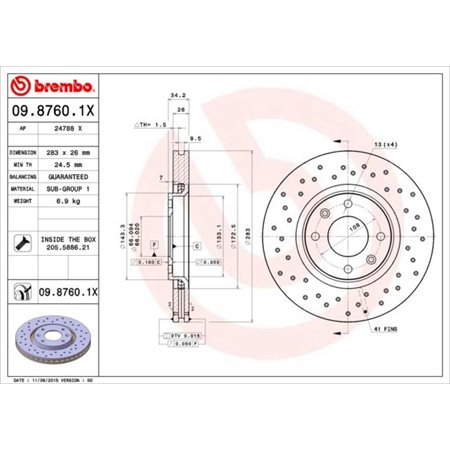 09.8760.1X Brake Disc BREMBO