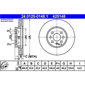 24.0125-0148.1 Тормозной диск ATE - Top1autovaruosad