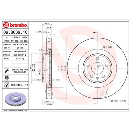 09.B039.11 Brake Disc BREMBO