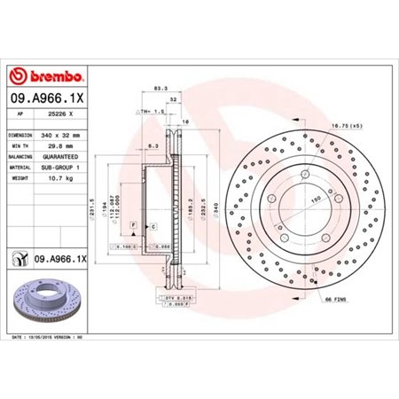 09.A966.1X Тормозной диск BREMBO