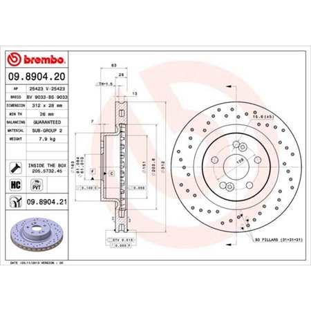 09.8904.21 Brake Disc BREMBO