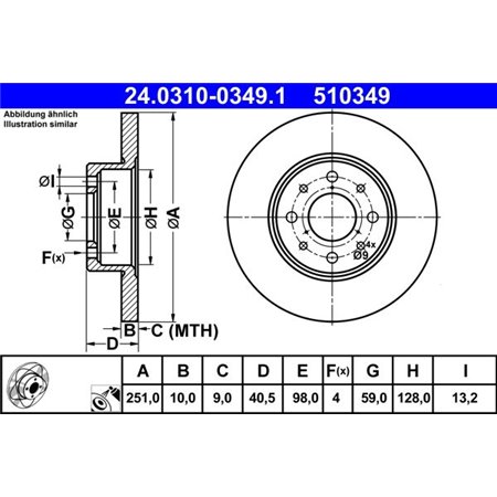 24.0310-0349.1 Bromsskiva ATE