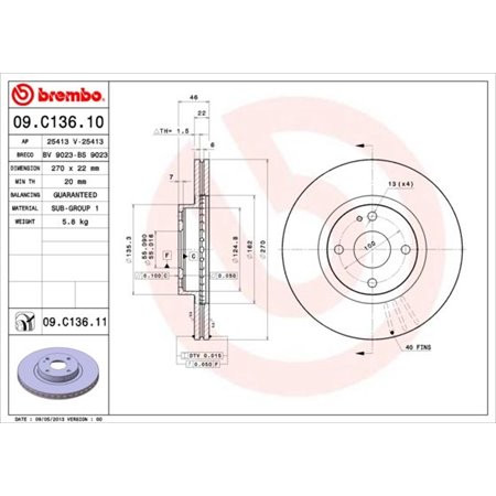 09.C136.11 Jarrulevy BREMBO