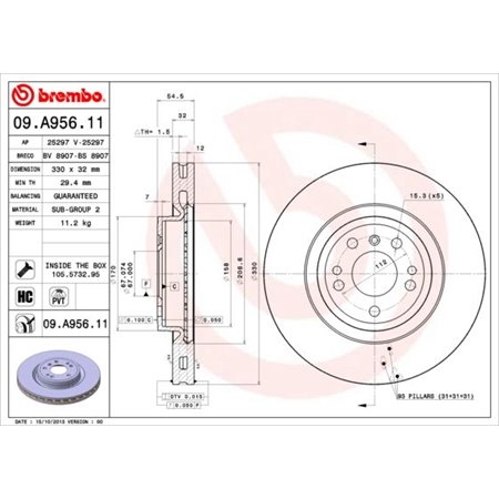 09.A956.11 Bromsskiva BREMBO