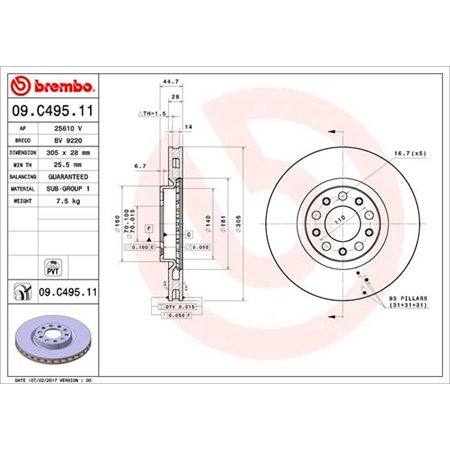 09.C495.11 Brake Disc BREMBO