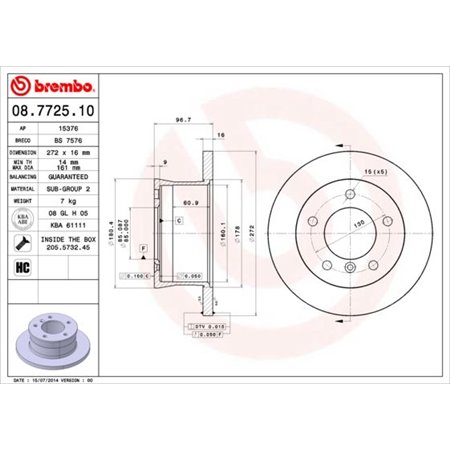 08.7725.10 Jarrulevy BREMBO