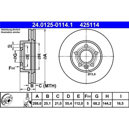 24.0125-0114.1 Bromsskiva ATE