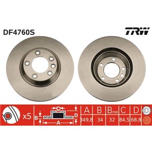 DF4760S Brake Disc TRW - Top1autovaruosad