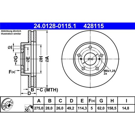 24.0128-0115.1 Brake Disc ATE