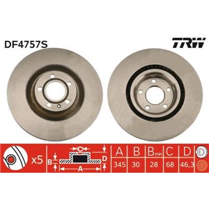DF4757S Brake Disc TRW - Top1autovaruosad