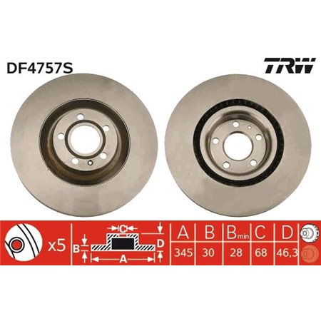 DF4757S Brake Disc TRW