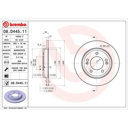 08.D445.11 Jarrulevy BREMBO