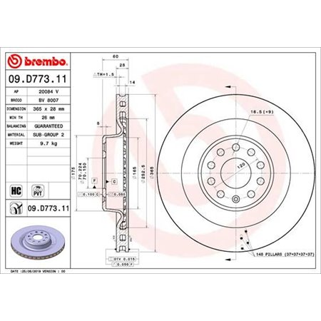 09.D773.11 Brake Disc BREMBO