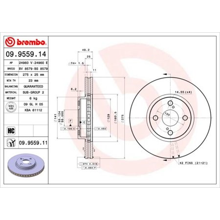 09.9559.11 Bromsskiva BREMBO