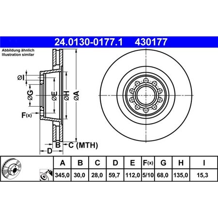 24.0130-0177.1 Bromsskiva ATE