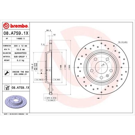 08.A759.1X Тормозной диск BREMBO