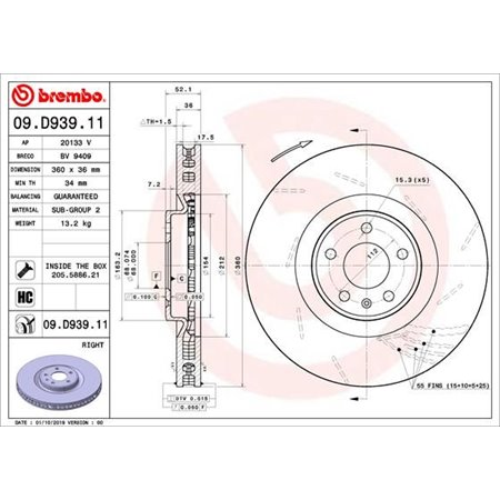 09.D939.11 Brake Disc BREMBO