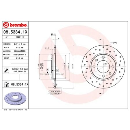 08.5334.1X Brake Disc BREMBO