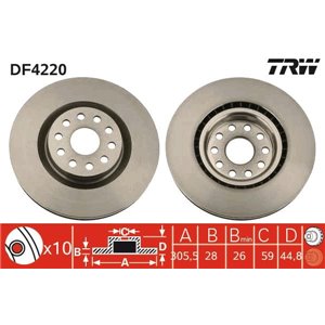 DF4220 Brake Disc TRW - Top1autovaruosad
