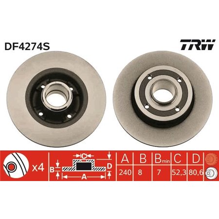 DF4274S Тормозной диск TRW