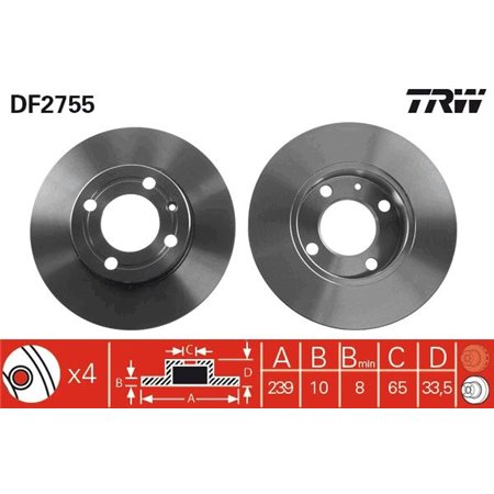 DF2755  Brake disc TRW 