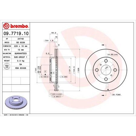 09.7719.10 Bromsskiva BREMBO