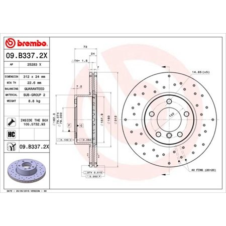 09.B337.2X Тормозной диск BREMBO