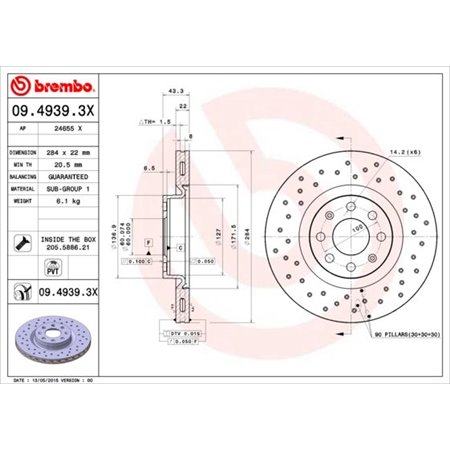 09.4939.3X Piduriketas BREMBO