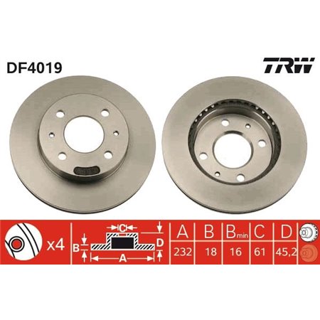 DF4019  Brake disc TRW 