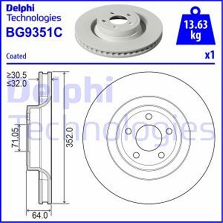 BG9351C Тормозной диск DELPHI