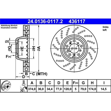 24.0136-0117.2 Bromsskiva ATE