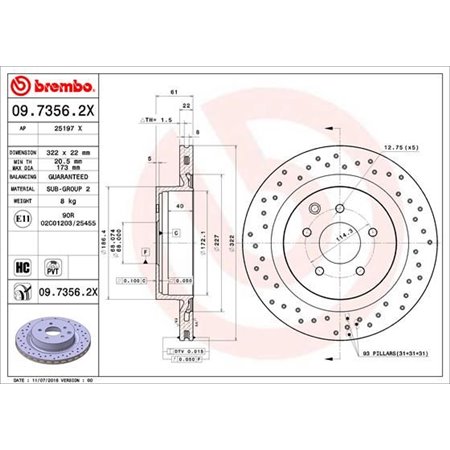 09.7356.2X Brake Disc BREMBO