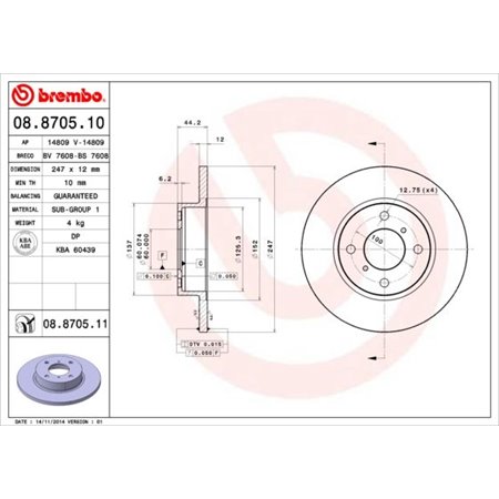 08.8705.11 Brake Disc BREMBO