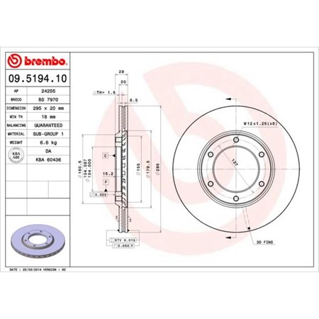 09.5194.10 Bromsskiva BREMBO