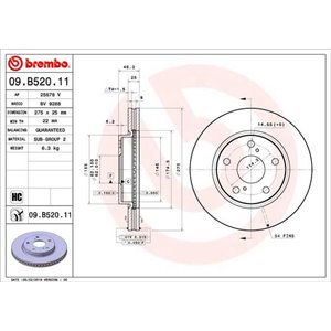 09.B520.11  Brake disc BREMBO 