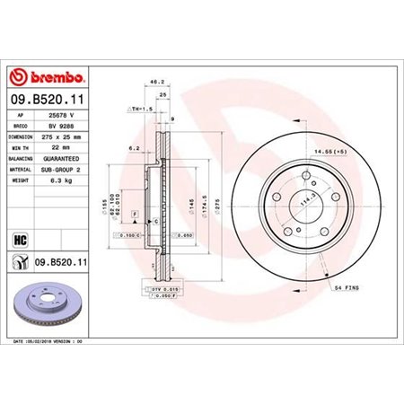 09.B520.11 Brake Disc BREMBO