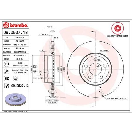 09.D527.13 Piduriketas BREMBO