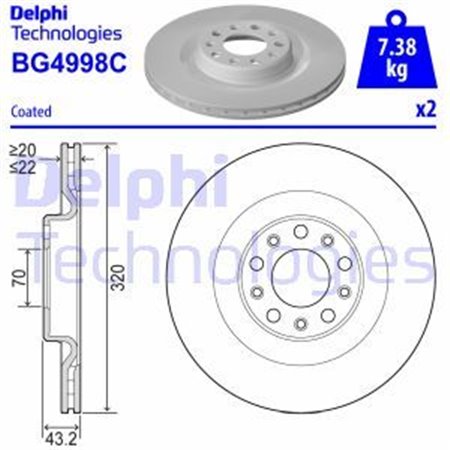 BG4998C Brake Disc DELPHI