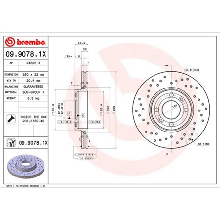 09.9078.1X Jarrulevy BREMBO